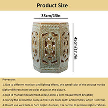 Ceramic Drum Table,Ceramic Drum Stool,Decorative Ceramic Garden Stool, Kiln Green Six-Sided Hollow Shoe Changing Stool Drum Stool, Suitable for Outdoor Garden,