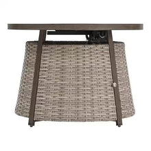 LYTIO 36 Inch 55000 Btu Brown Steel Propane Outdoor Fire Pit with Fire Glass | Adjustable Temperature | Powder-Coated Steel Frame | Rust-Resistant | Crystal Glass Beads Included