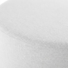 Outdoor Escape Gray Round Woven Fabric Upholstered Ottoman, 38-Inch Diameter, Durable and Stylish, Perfect for Patio Living Spaces
