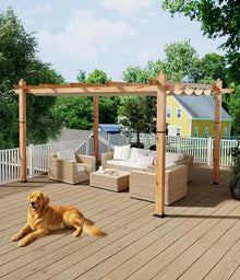 10x13 ft Outdoor Metal Pergola, Aluminum Pergola Gazebo with Adjustable Canopy & Reinforced Frame, Patio Sun Shade Shelter for Backyard Garden Porch and Deck