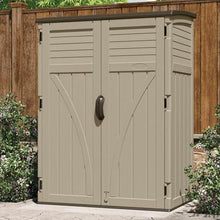 Suncast Outdoor Storage Shed, Water Resistant Resin Vertical Outdoor Storage Cabinet for Patio, Garden Tools, Cushions, & Equipment, Weatherproof Multi-Wall Design, 54 cu. ft., Made in USA