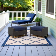 Outdoor Escape Brown Outdoor Ottoman Set of 2, Durable Foot Rest for Patio Seating, Wicker Ottomans for Patio and Garden Relaxation Spaces