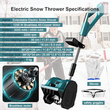 Home Electric Snow Shovel, Compact Handheld Snow Removal Equipment Outdoor Snow Thrower, 3-Way Chute Control, Cleaning Width Up to 30 cm, for Yard/Farm/Property 3000mAh-2batteries