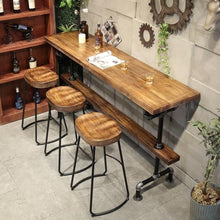 Bar Table, Industrial Narrow Solid Wood Counter Height Bistro Breakfast Bar