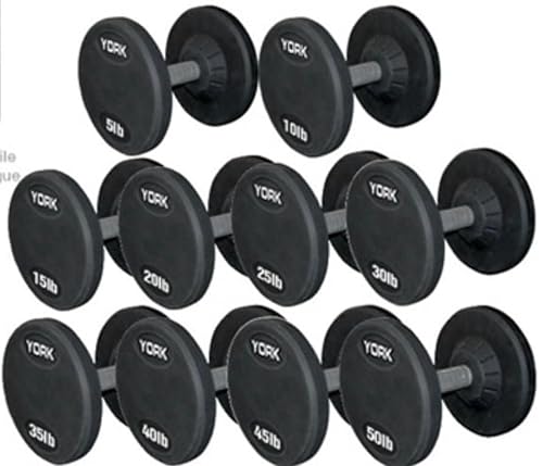 York Barbell 55-100 lb. Rubber Pro Style Dumbbell Set