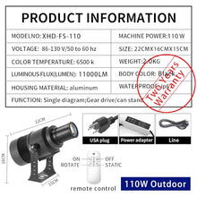 COLIFINE 110W GOBO Projector Custom Logo Led Light HD Image for Business Indoor Outdoor Ip67 Waterproof Rotating Advertising Projection Light for Floor Wedding (Black)