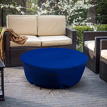 Covers & all Outdoor Round Fire Pit Cover, Heavy Duty 18 Oz Waterproof UV & Weather Resistant for Patio Lawn Garden Backyard Outside, Air Vents & Drawstrings (80"Diameter x 24"H, Blue)
