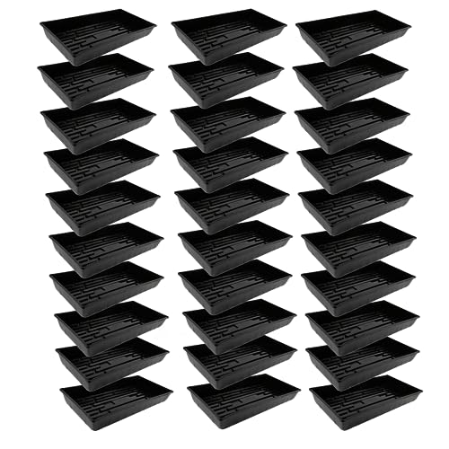 SUNPACK 10" x 20" Mega Plastic Seed Starting Tray, Black, 2.5" (Pack of 30) - No Drainage Holes, Ideal for Greenhouses or Indoor Gardening - Made of Thick, Strong Plastic
