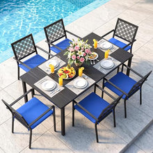 7 Piece Outdoor Dining Set with 6 Dining Chairs for Deck Garden Poolside
