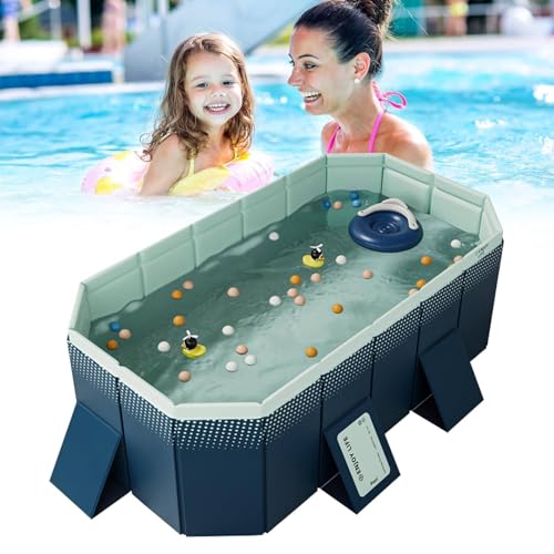 FANYING Paddling Pool for Children, Foldable Non-Inflatable Family Pool, Adult Garden Swimming Pool, Family Swimming Pool Summer Blue,210cm