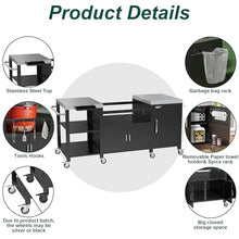 GDLF Outdoor Grill Table for XL Big Green Egg, Metal Grill Cart