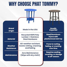 Phat Tommy Round Bar Height Patio Table - Outdoor Bar Table - Balcony Height Patio Furniture for Your Deck - Poly Outdoor Furniture, Blue