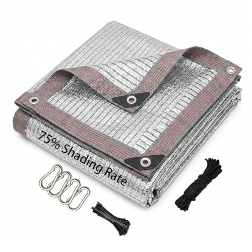 75% Aluminum Sun Shade Cloth 21x45FT Reflective Silver Tarp Fabric with Grommets for Greenhouse, Car, Garden, Patio, Kennel(We Make Custom Size)