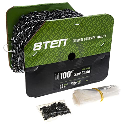 8TEN Chainsaw Chain Bulk Reel Full Chisel 100 Foot 0.063 Gauge .325 Pitch