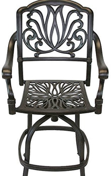 theWorldofpatio Elizabeth Cast Aluminum Powder Coated 6pc Outdoor Patio Swivel Bar Stools Antique Bronze