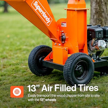 SuperHandy Towable Wood Chipper – 4 in. Chipping Capacity, 15HP Gas Engine, 13 in. Wheels, Electric Start, Trailer-Ready with 2 in. Coupler