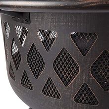 Garden Fire Pit Grill Bowl Grill Barbecue Rack Small Fire Pit,Outdoor Fire Pit with BBQ Grill Shelf Fire Bowl with Spark Protection Mesh Extra includes Poker and Cover Garden Patio Heater