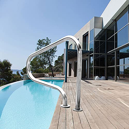 MSHOSAC Sturdy Pool Safety Handrails Swimming Pool Handrails, Stainless Steel Pool Railings Safe Non-Slip with Quick Mount Base, Swimming Pool Hand Rail for Inground Pool Entry, Easy to Instal