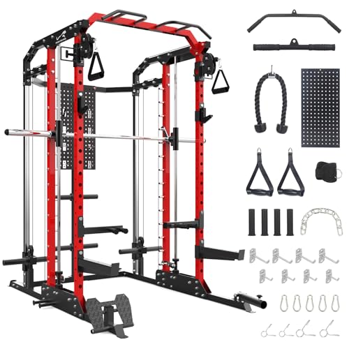 Hipicute Power Cage Smith Machine 2400 LBS All-in-One Red