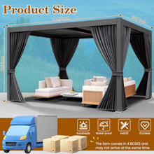 LEVELEVE 10' x 12' Louvered Pergola with Adjustable Roof & Drainage System, Weatherproof Outdoor Metal Gazebo with Curtains & Netting, Large Hardtop Canopy for Patio, Garden, Deck, Backyard