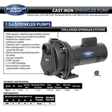 Superior Pump 96215 1.5 HP Cast Iron Lawn Irrigation Pump, Black