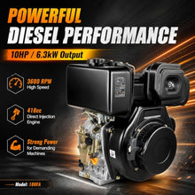 10HP Diesel Engine 418cc, 4-Stroke Air-Cooled Motor Recoil Start, Black