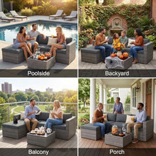5 Pieces Wicker Patio Furniture Set - Patio Sofa and Chair for All Weather