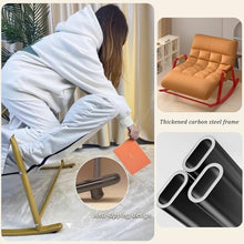 Upholstered Rocking Chair, Double Rocker Chair with Side Pocket, Modern Chair with Backrest, Armchair with Foot Lever, Bearing Capacity 250KG, for Bedroom, Living Room，Orange Black Frame