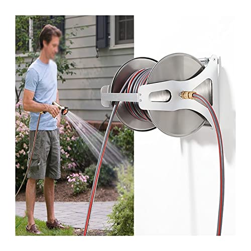 Wall Mount Garden Hose Reels Cart Water Hose Storage for Outside, Outdoor Hose Reel Heavy Duty Hose Reel, Water Hose Holders Outside, Hose Reel Box, Garden Hose Cart Hose Caddy for Outside ( 98.4ft/30