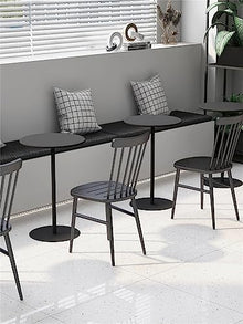 Fodalob Outdoor Pub Bistro Table Round Dining Table, for Pub Dining Bistro, Black(Matte Black,40.5x62cm)