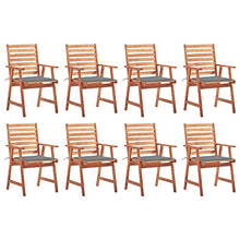 Patio Dining Chairs Set of 8 with Cushions Solid Acacia Wood and High Aluminum White