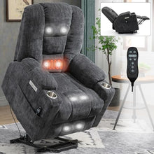 Power Lift Recliner Chair for Elderly with Massage & Heat, Chenille, Grey