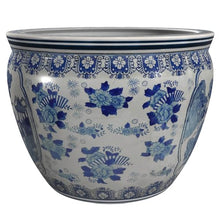Red Lantern Large 20" Ladies Blue Porcelain Fishbowl Planter