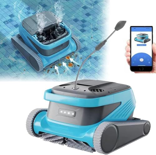 WZUOPG Fully Automatic Robotic Pool Cleanser, 90 ° Wall Climbing Pool Vacuum Cleaner with Application Control, 6 L Super Large Filter Filter Baskets, for Pool On/on The Ground