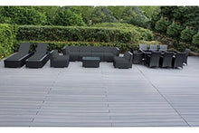 Ohana Outdoor Sectional Sofa and Dining Wicker Patio Furniture Set with Free Patio Cover (18 pc Set/Gray)