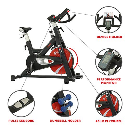 Sunny Health & Fitness Evolution Pro II Magnetic Belt Drive Indoor Cycling Bike Black