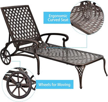 KEIKI Chaise Lounge Chair Outdoor Set of 2, Aluminium Cast Patio Lounge