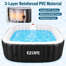 EZLIFE 4–6 Person Square Inflatable Hot Tub with Multicolor LED Lights