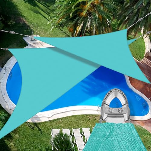Coarbor 37'x37'x37' Sun Shade Sail A Ring Design Steel Cable Wire Reinforcement Canopy Super Heavy Duty Strengthen Shades for Outdoor Patio Deck Yard Garden-Turquoise