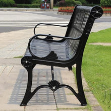 GRFIT Outdoor Bench Garden Bench with Backrest, Outdoor Iron Seat for Multiple People, for Balcony, Patio, Porch and Solarium, Black Garden Bench (Small)
