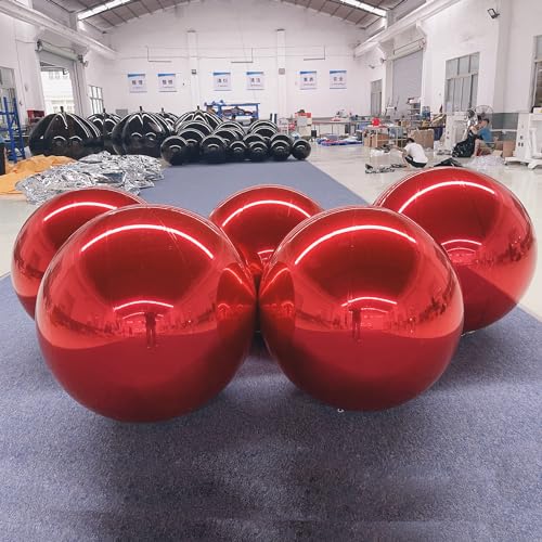 YBZCHLM Giant Inflatable Mirror Ball Set with Air Pump Red 5pcs