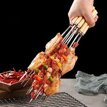 NYTFHMS Skewers Grilling with Wooden Handle, Stainless Steel BBQ Needle Sticks, Anti-Slip, Anti-Scald, for Meat Shrimp Chicken Vegetable,Size_name-500