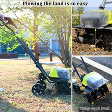 Garden Electric Tiller, Cordless Rotavator,Tilling Width 36cm/14.2in and Tilling Depth 18cm/7.1in, 4ah Battery Charger Included, Electric Hoe for Garden Lawn, Soil Loosening