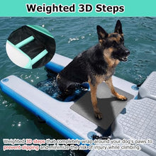 MZZKFC Pet Dock Platform for Pool, Inflatable & Reusable Dog Floating Ladder with EVA Anti Slip Pad & 3D Steps & Pump, Portable Foldable Dog Water Ramp 150cm, Load 105kg(Black,Piece of 4)