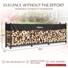 Woodhaven 12-ft Raised Firewood Rack Black w/Cover, 3/4 Cord|Made in USA