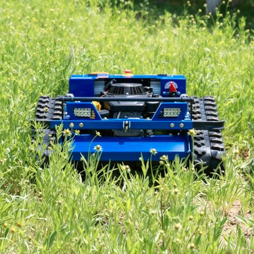 Petrol Remote Control Lawn Mower – 7.5HP, 21.7" Cut, 45° Climber, 0.79-5.9" Adjustable – for Garden, Lawn, Farm, Complex Slopes – Reliable Tracked Mower