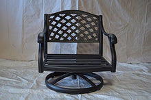 theWorldofpatio Nassau Cast Aluminum Swivel Rocker Club Chairs with Walnut Cushions Antique Bronze