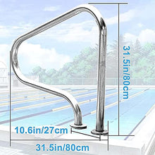 Pool Handrail, Premium 316 Stainless Steel Pool Hand Grab Rail Deck Mounted Braced Swimming Pool Handrail Suitable For Indoor And Outdoor Swimming Pools, Thick 0.15 Cm, Silver
