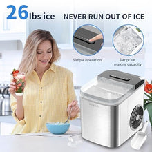 220V Portable Ice Maker,Ice Ready in 6 Mins,Self-Cleaning Ice Machine for Kitchen, Party, bar Stainless Steel