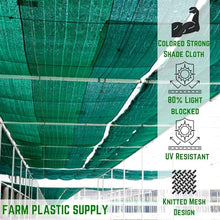 Farm Plastic Supply - 80% Green Shade Cloth Hemmed and Grommeted - Mesh Fabric for Fence Privacy Screen, Garden Shade, Shade Cloth Rolls, Wind Screen (6' x 100')